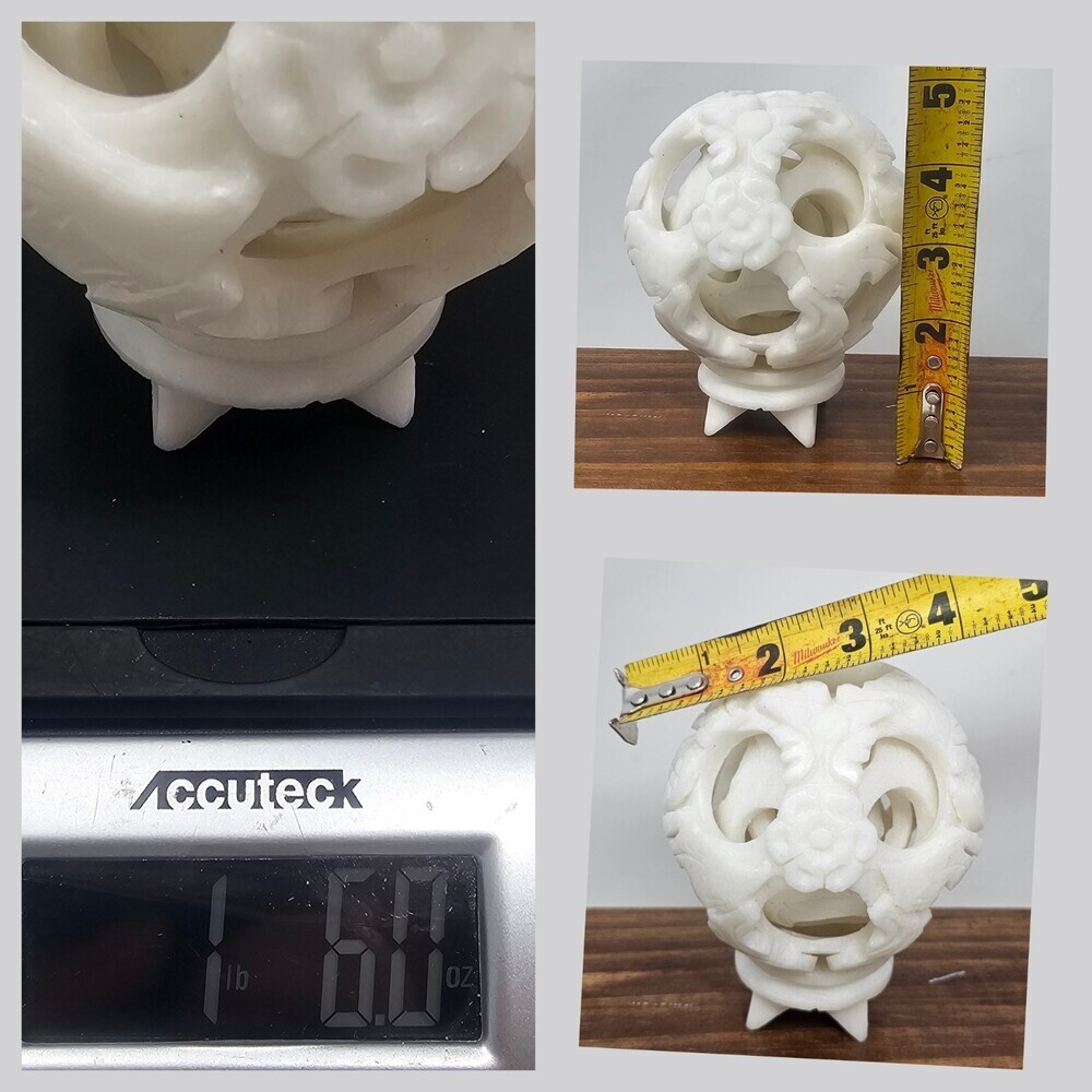 Hand Carved White Soapstone Linglong Generation Chinese Nesting Puzzle Ball - Picture 10 of 10